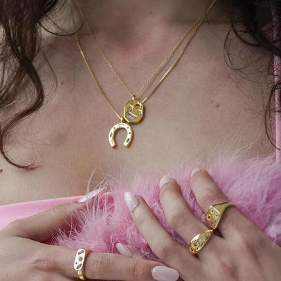 Neiman Marcus 18K Gold-plate Horseshoe Charm Necklace - Picture 2 of 5